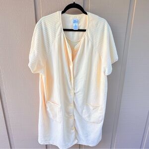 Calypso Pastel Yellow Button-Up Terry Cloth Towel Cover Up Pyjama PJ Robe 2X